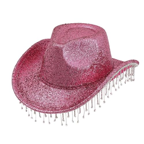 ZEPFJHE Einzigartiger Hut für Musikliebhaber, Quasten, Strasssteine, dekoriert, stilvolle Party für Halloween und Feiern, einzigartiger Hut von ZEPFJHE