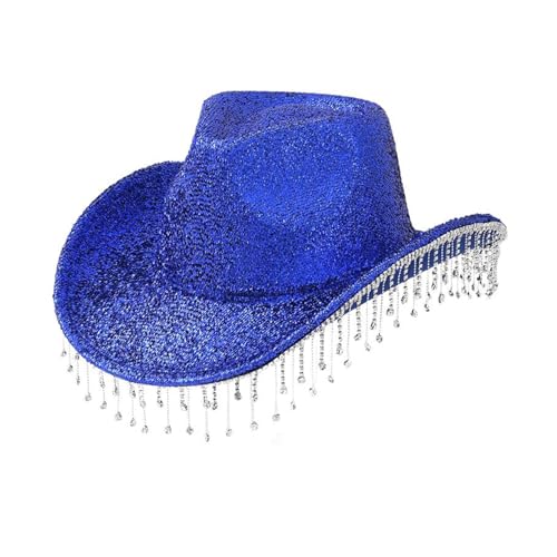 ZEPFJHE Einzigartiger Hut für Musikliebhaber, Quasten, Strasssteine, dekoriert, stilvolle Party für Halloween und Feiern, einzigartiger Hut von ZEPFJHE