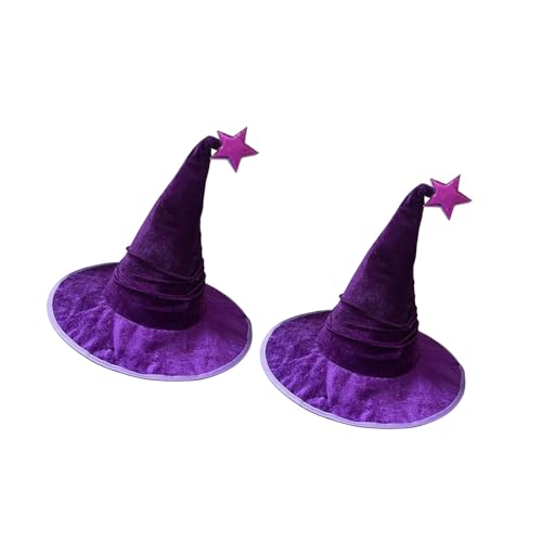 ZEPFJHE Eleganter Hexenhut, weicher und Vliesstoff, gefaltetes Design, Zauberer für Halloween-Kostüme, Partys, Hüte, 2 Stück, Unisex, Vintage, Halloween von ZEPFJHE