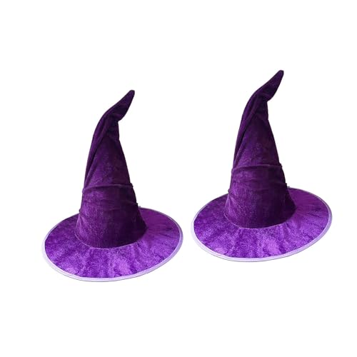 ZEPFJHE Eleganter Hexenhut, weicher und Vliesstoff, gefaltetes Design, Zauberer für Halloween-Kostüme, Partys, Hüte, 2 Stück, Unisex, Vintage, Halloween von ZEPFJHE
