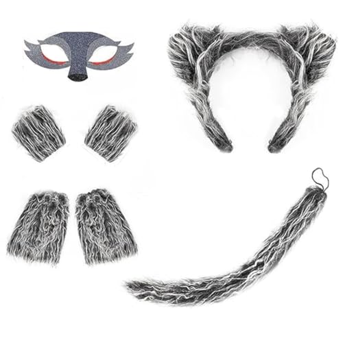 ZEPFJHE Elegantes Wolf Kostüm Set Für Kinder Weiche Wolle Stoff Tierstirnbänder Und Schwanz Für Halloween Und Themenpartys ZEPFJHE Elegantes Wolf Kostüm Set Für Kinder Weiche Wolle Stoff Tierstirnbänder Und Schwanz Für Halloween Und Themenpartys von ZEPFJHE