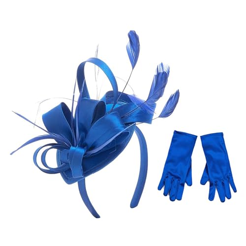 ZEPFJHE Fascinator für Damen, Teeparty-Haarreif mit Satin-Handschuhen, Cocktail-Blume, Kopfbedeckung ZEPFJHE Fascinator für Damen, Teeparty-Haarreif mit Satin-Handschuhen, Cocktail-Blume, Kopfbedeckung von ZEPFJHE