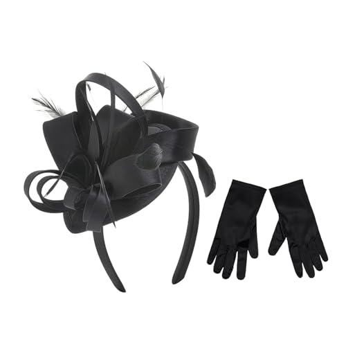 ZEPFJHE Fascinator für Damen, Teeparty-Haarreif mit Satin-Handschuhen, Cocktail-Blume, Kopfbedeckung ZEPFJHE Fascinator für Damen, Teeparty-Haarreif mit Satin-Handschuhen, Cocktail-Blume, Kopfbedeckung von ZEPFJHE