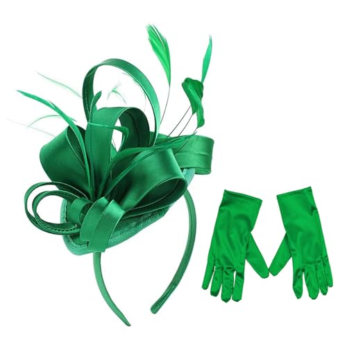ZEPFJHE Fascinator für Damen, Teeparty-Haarreif mit Satin-Handschuhen, Cocktail-Blume, Kopfbedeckung ZEPFJHE Fascinator für Damen, Teeparty-Haarreif mit Satin-Handschuhen, Cocktail-Blume, Kopfbedeckung von ZEPFJHE