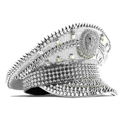 ZEPFJHE Glitzerndes Löwenmuster, Marinenhut, Pailletten und Strasssteine, Dekoration für verschiedene Anlässe, Unisex, trendig ZEPFJHE Glitzerndes Löwenmuster, Marinenhut, Pailletten und Strasssteine, Dekoration für verschiedene Anlässe, Unisex, trendig von ZEPFJHE