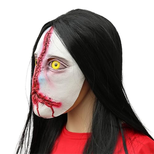 ZEPFJHE Halloween Horror Face Gesichtsdecke Masquerade Gesichtsabdeckung Verfolgt Requisiten Beängstigende Volle Gesichtsabdeckung von ZEPFJHE