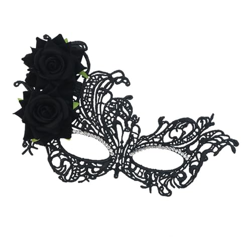 ZEPFJHE Halloween-Maske, Spitze, Augenmaske, Venezianer, halbes Gesicht, Spitze, Karneval, Party, Kostüm, Ball, Strass, Maskerade für Damen von ZEPFJHE