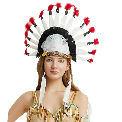 ZEPFJHE Indisches Haarband für Karneval, Party, FatTuesday, gefiederter Haarreif für Bühne, Perfromance, kulturelle Feier, Einwohner ZEPFJHE Indisches Haarband für Karneval, Party, FatTuesday, gefiederter Haarreif für Bühne, Perfromance, kulturelle Feier, Einwohner von ZEPFJHE