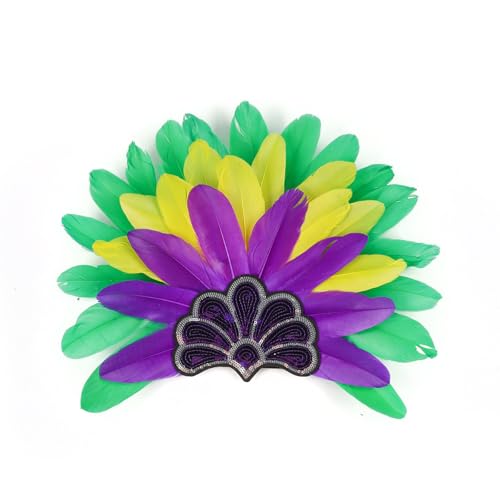 ZEPFJHE Karnevals-Stirnband, gefiederte Pailletten, Flapper-Kopfschmuck für Maskerade, Party, übergroßes gefiedertes Stirnband, Feder-Kopfschmuck für Damen, Karneval, Herren für Kinderkostüm von ZEPFJHE