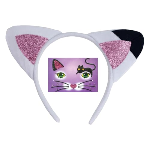 ZEPFJHE Katzenohren Stirnbänder Glitzer Haarband Halloween Fasching Cosplay Kostüm Handgemachte Tierohren Haarreifen für Frauen Halloween Cosplay Kostüme von ZEPFJHE