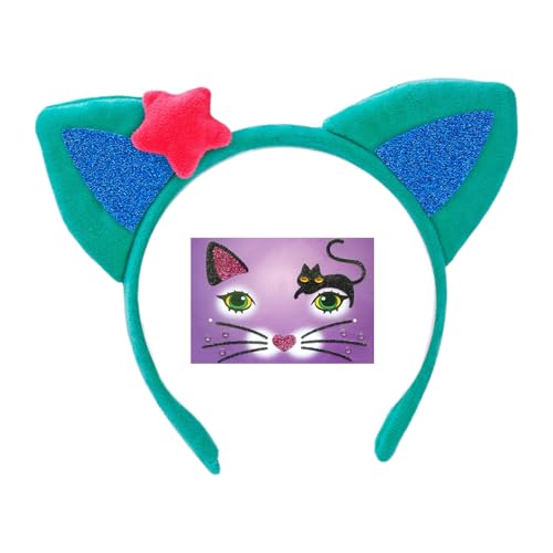 ZEPFJHE Katzenohren Stirnbänder Glitzer Haarband Halloween Fasching Cosplay Kostüm Handgemachte Tierohren Haarreifen für Frauen Halloween Cosplay Kostüme von ZEPFJHE