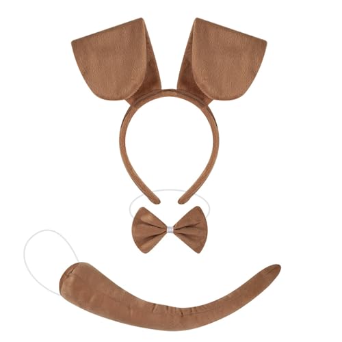 ZEPFJHE Kinder-Hunde-Kostüm-Set mit Ohren, Stirnband, Schwanz, Fliege, Nasenrock, Halloween, Tier-Outfit, Zubehör für Frauen und Mädchen, Party-Zubehör ZEPFJHE Kinder-Hunde-Kostüm-Set mit Ohren, Stirnband, Schwanz, Fliege, Nasenrock, Halloween, Tier-Outfit, Zubehör für Frauen und Mädchen, Party-Zubehör von ZEPFJHE