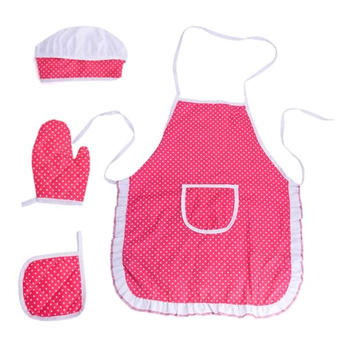 ZEPFJHE Koch- und Backset für Kinder, Rollenspiel-Kostüm, inkl. Kuchenschürze, Hut, Handschuh für Jungen und Mädchen und Backschürze, Verkleidungskostüm von ZEPFJHE