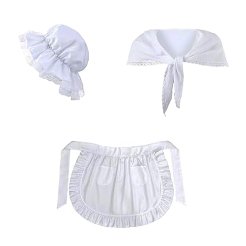ZEPFJHE Kolonial-Kostüm-Set, Pioniere, Mädchen, Zubehör, Mobs, Mützen, Wraps, Dienstmädchen, Kellnerin, Schürze für revolutionäres Cosplay, Revolutionäres Cosplay von ZEPFJHE