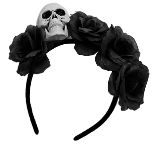 ZEPFJHE Leichter, verstellbarer Totenkopf-Kopfschmuck mit Kunstblumenkostüm, Kopfbedeckung für Erwachsene und Kinder, Halloween-Zubehör, freundlicher Halloween-Haarschmuck ZEPFJHE Leichter, verstellbarer Totenkopf-Kopfschmuck mit Kunstblumenkostüm, Kopfbedeckung für Erwachsene und Kinder, Halloween-Zubehör, freundlicher Halloween-Haarschmuck von ZEPFJHE