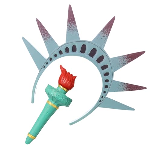 ZEPFJHE Liberties Statue, Taschenlampe, Stirnband, Halloween-Haarreif, Nationalfeiertag, Haarband für 4. Juli, Feiern, Versammlungen, Motto-Party-Haarband von ZEPFJHE
