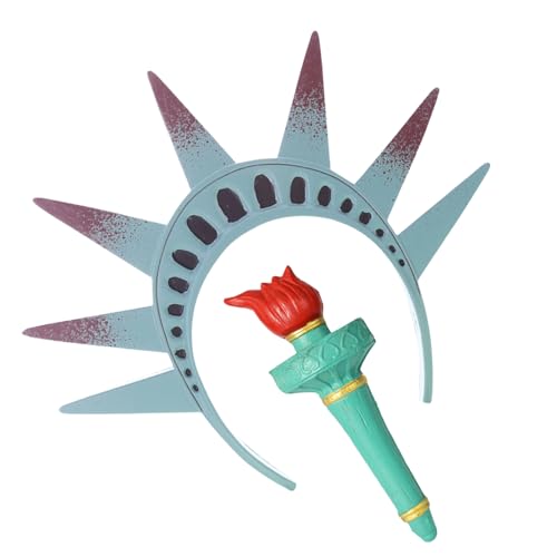 ZEPFJHE Liberties Statue, Taschenlampe, Stirnband, Halloween-Haarreif, Nationalfeiertag, Haarband für 4. Juli, Feiern, Versammlungen von ZEPFJHE