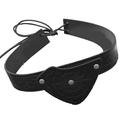 ZEPFJHE Mittelalterliche Piratenleder-geprägte Augenklappe, verstellbarer Kopfschmuck für LARP Cosplay und Motto-Party, Feier, Vintage-Party-Requisiten von ZEPFJHE