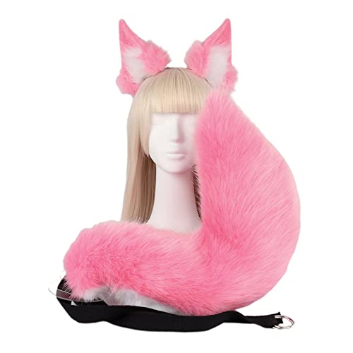 ZEPFJHE Ohren und Schwanz Set Plüsch Pelztier Ohren Stirnband Halloween Party Kostüm Schwanz Verkleidung Anime Cosplay Requisiten von ZEPFJHE