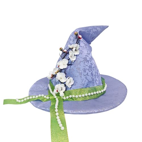 ZEPFJHE Oster-Hexenhut mit verstellbaren und Blumen-Designs für Kostümpartys und Festivals, Fotografie-Requisiten, Frauen-Halloween-Hut von ZEPFJHE