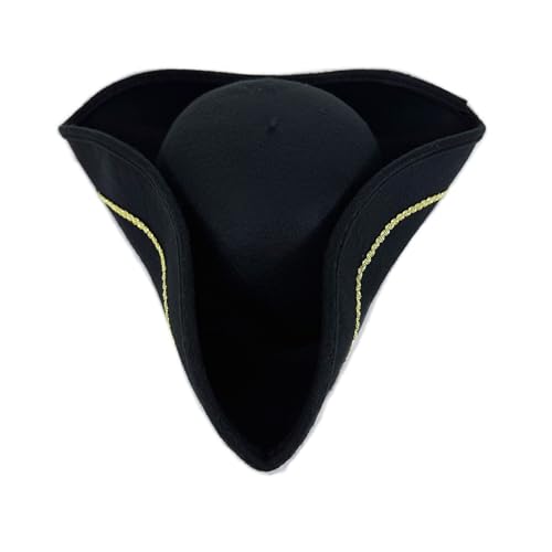 ZEPFJHE Piratenhut aus Stoff, elegant, goldfarben, Seidenfaden, Trikorn für Themen-Event, Cosplay, Halloween, Party, Kostüm, Erwachsenenpirat, für Themenpartys von ZEPFJHE