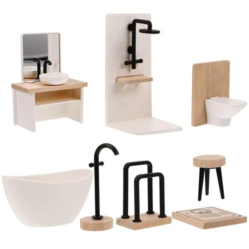 ZEPFJHE Praktisches 1 12 Puppenhäuser Badezimmer Zubehör Set 8 Teile Sammlung für interaktives Spielen und Heimdekoration Miniatur Badezimmer Zubehör von ZEPFJHE
