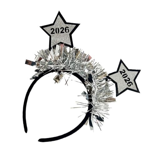 ZEPFJHE Premium Glitzer Lametta Stirnband Happy New Year 2026 Sternform Praktisch Bequem Für Festival Event Und Versammlungen Festival Kopf Accessoire Mit Fünf-Punkt-Stern ZEPFJHE Premium Glitzer Lametta Stirnband Happy New Year 2026 Sternform Praktisch Bequem Für Festival Event Und Versammlungen Festival Kopf Accessoire Mit Fünf-Punkt-Stern von ZEPFJHE