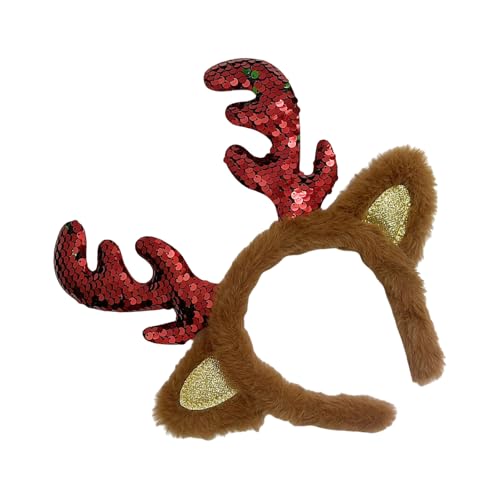 ZEPFJHE Rentiergeweih Stirnband Tierohren Stirnband Realistische Hirschgeweih Hairband Party Cosplay Kostüme Für Weihnacht Hirsch Weihnachtskostüm von ZEPFJHE