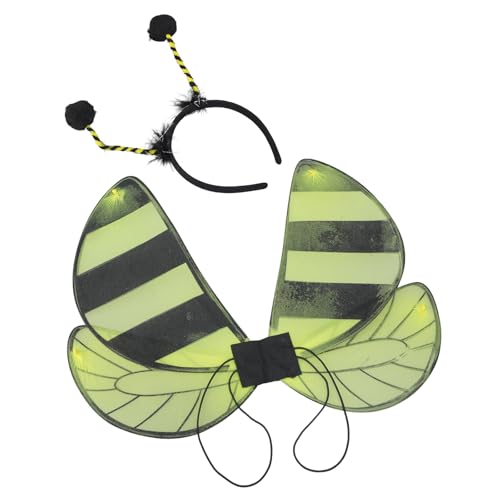 ZEPFJHE Schmetterlingsflügel-Bienen-Kostüm-Set mit Haarreif, Halloween-Cosplay-Zubehör, Schmetterling, Halloween, mit Stirnband von ZEPFJHE