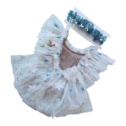 ZEPFJHE Schöne Lace Girls Outfit Für Neugeborene Fotos Machen Fotografie Haarband Für Geburtstage Und Feierlichkeiten Säuglingsspitzen Outfit von ZEPFJHE