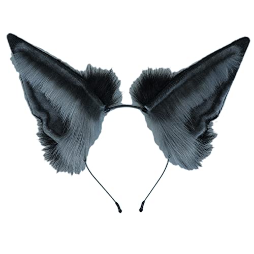 ZEPFJHE Tier Haar Hoop Wolf Ohr Stirnband Handgemachte Simulation Tier Ohren Stirnband Wolf Cosplay Halloween Headwear von ZEPFJHE