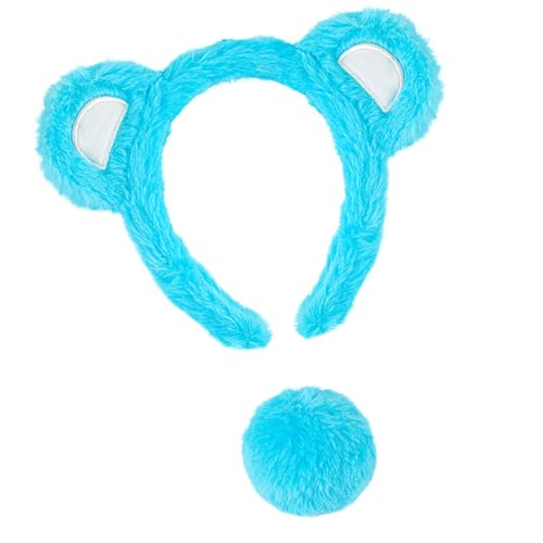 ZEPFJHE Tierbär-Kostüm-Set mit Ohren, Stirnband, kleiner Schwanz, Zubehör für Halloween, Kostümparty, Requisiten, Tier-Kostüm-Set von ZEPFJHE