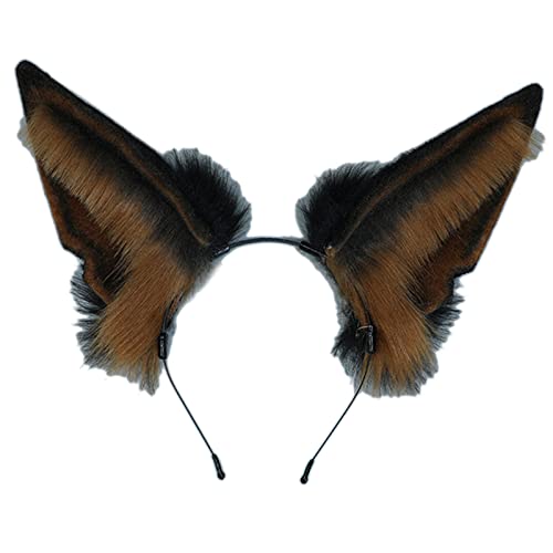 ZEPFJHE Tierhaarreif Wolf Ohr Stirnband Handgemachte Simulation Tierohren Stirnband Wolf Cosplay Halloween Kopfbedeckung von ZEPFJHE