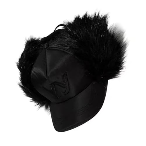 ZEPFJHE Übergroßer Kätzchen-Hut mit Ohren, Nieten, Schleifen, Skifahren, pelzige Mützen, Cartoon-Foto-Requisiten, Outdoor-Kopfwickel für Halloween, Pelzhut für Damen und Herren von ZEPFJHE