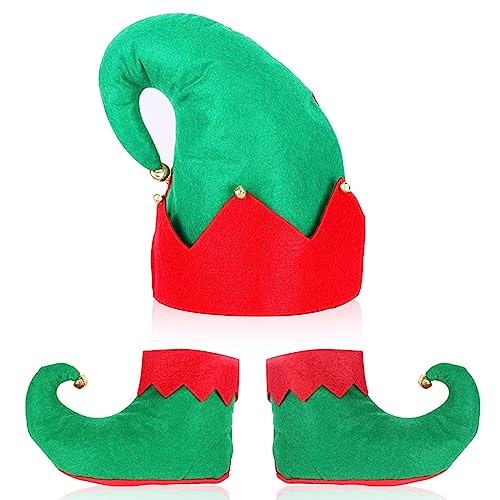 ZEPFJHE Weihnachtsmützen für Erwachsene, Kinder, Weihnachtssocken, Süßigkeitenschuhe, Hut, Abschlussball, Kostüm, 3 Stück von ZEPFJHE