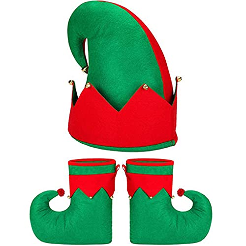 ZEPFJHE Weihnachtsmützen für Erwachsene, Kinder, Weihnachtssocken, Süßigkeitenschuhe, Hut, Abschlussball, Kostüm, 3 Stück von ZEPFJHE