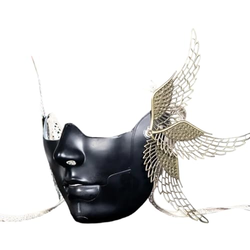 ZEPFJHE Winged Maskerade Maske Mechanische Maske Halbgesichtsmaske Für Frauen Männer Halloween Cosplay Masquerade Kostümzubehör von ZEPFJHE