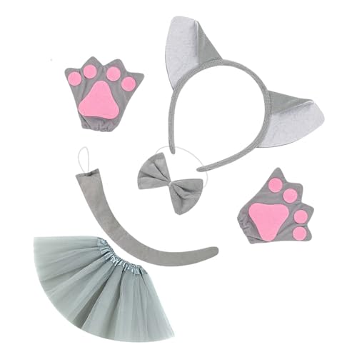 ZEPFJHE Wolf-Tierkostüm-Zubehör, Stirnband, Schwanz, Fliege, Rock, Halloween-Outfit für Kinder, Halloween, Cosplay, Rollenspiele, Tierkostüm ZEPFJHE Wolf-Tierkostüm-Zubehör, Stirnband, Schwanz, Fliege, Rock, Halloween-Outfit für Kinder, Halloween, Cosplay, Rollenspiele, Tierkostüm von ZEPFJHE