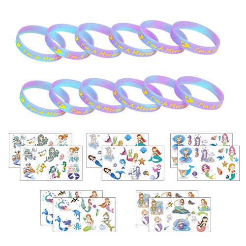 ZERHOK 12Stk Meerjungfrau Leuchten Armbänder mit 10tlg Mermaid Tattoos mitgebsel Silikonarmband für Mädchen Kinder Geburtstag Geschenke Meerjungfrau Party ZERHOK 12Stk Meerjungfrau Leuchten Armbänder mit 10tlg Mermaid Tattoos mitgebsel Silikonarmband für Mädchen Kinder Geburtstag Geschenke Meerjungfrau Party von ZERHOK