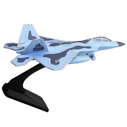 ZEZEFUFU 1:100 F-22 Legierung Kampfflugzeug Modell mit Sound Licht, Simulation, Blau von ZEZEFUFU