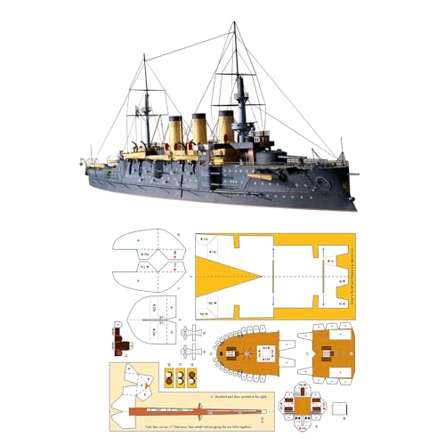 ZEZEFUFU DIY Papiermodell Zar Russland Marine Oslabya Schlachtschiff Militär Papierschiff Maßstab 1:250 für Sammlung Geschenk (zerlegtes Set) von ZEZEFUFU