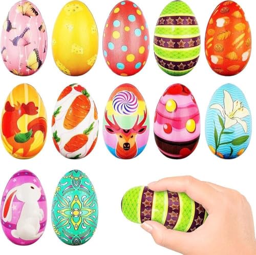 12 Stück Ostereier, Easter Eggs, Anti Stress Ostereier Bunt Toy, Ostergeschenke Kinder (JYCD-122) von ZFAUOL