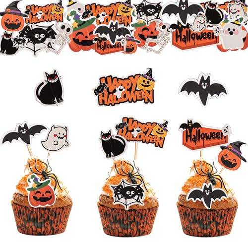 Halloween Tortendeko,100 Stück Halloween Kürbis Tortenaufleger, Halloween Cupcake Toppers,Dessert Deko Halloween Motto Partyzubehör Halloween Torten Deko Halloween Tortendeko,100 Stück Halloween Kürbis Tortenaufleger, Halloween Cupcake Toppers,Dessert Deko Halloween Motto Partyzubehör Halloween Torten Deko von ZFHLZJY