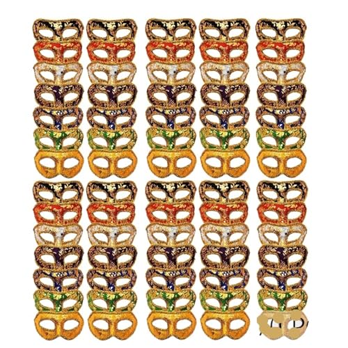 ZFIHAV 28/56/70 Stück Karneval-Karnevalsmaske, venezianische Masken, Vintage-Antike-Masken, Maskerade-Masken, Unisex-Halbgesichts-Partymasken, 7 Farben(70 Pcs) von ZFIHAV