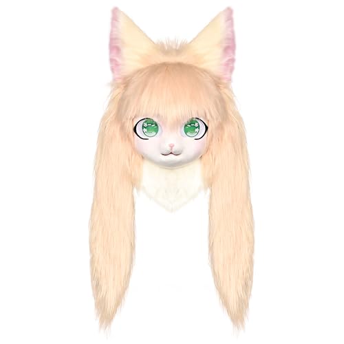 ZFKJERS Cosplay Fursuit Kopfbedeckung Tierkopf Katzenmaske Halloween Maskerade Erwachsene Kostüm Zubehör Set (Yellow) von ZFKJERS