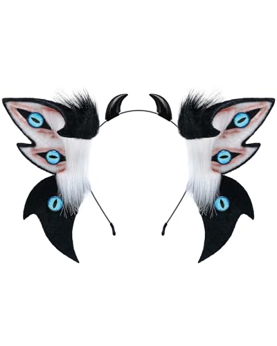 ZFKJERS Realistisches pelziges Tierohren-Stirnband, Fantasy-Kreaturen-Ohren, Cosplay-Zubehör für Halloween (Cthulhu Schwarz) von ZFKJERS