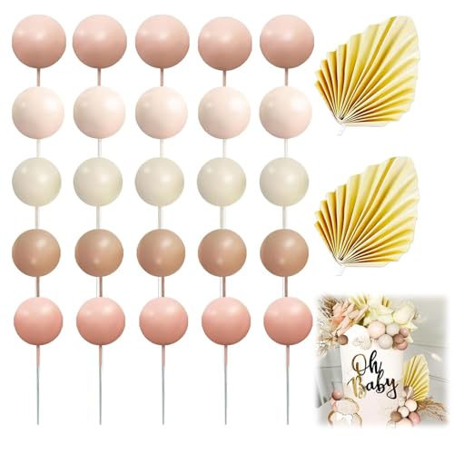 27 Stück Tortendeko Kugeln Cake Topper, Blumen Kugeln Set Tortenaufsatz Dekoration Boho Kuchendeko Geburtstag Hochzeit Kugel-Kuchenaufsatz-Dekorationen,Tortendekoration Beige. 27 Stück Tortendeko Kugeln Cake Topper, Blumen Kugeln Set Tortenaufsatz Dekoration Boho Kuchendeko Geburtstag Hochzeit Kugel-Kuchenaufsatz-Dekorationen,Tortendekoration Beige. von ZFRITP