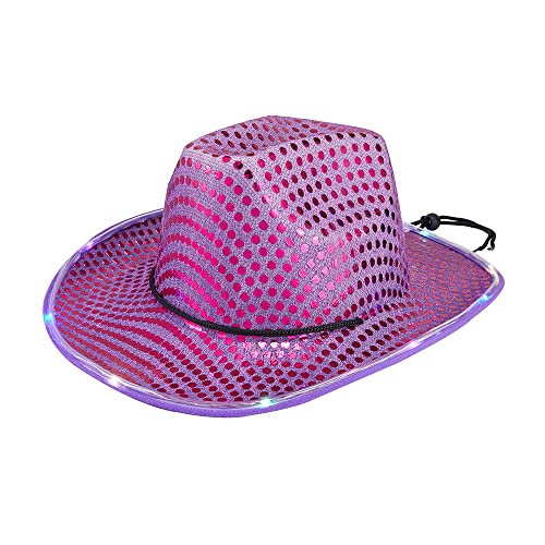 ZFVEN LED Licht Up Cowgirl Hut Blinkende Lichter Leuchtende Hüte Trendy Licht Up Cowboy Hut Cowboy Mädchen Kostüm Spaß Rodeo Party Hüte (Purple) von ZFVEN