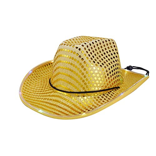 ZFVEN LED Licht Up Cowgirl Hut Blinkende Lichter Leuchtende Hüte Trendy Licht Up Cowboy Hut Cowboy Mädchen Kostüm Spaß Rodeo Party Hüte (Yellow) von ZFVEN