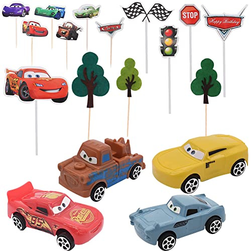 20 Teiliges Spielzeugauto-Set Mit Freiläufen Mini-Auto-Kucheneinsatz Racing-Coupé-Szenen-Dekorationen Perfekt für Party-Dekorationen von ZGCXRTO